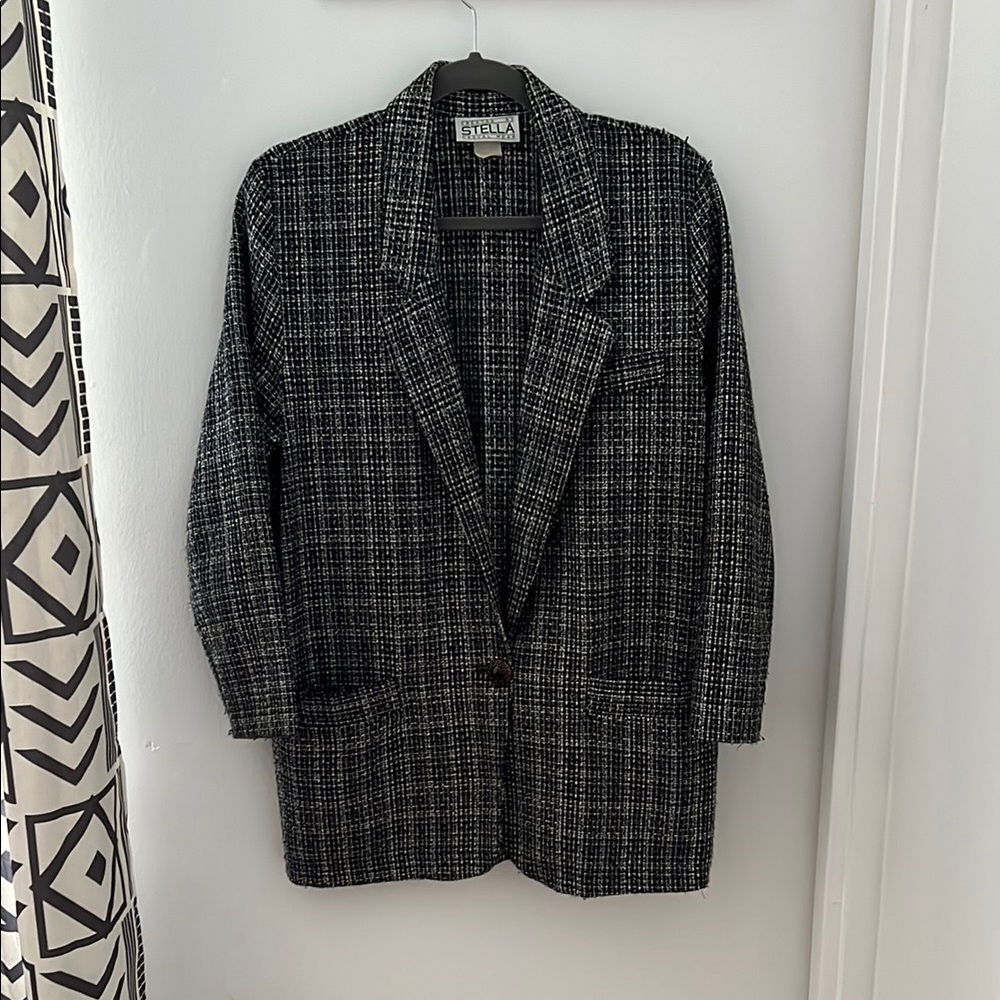 Created By STELLA Casual Wear Women's Checkered Blazer in Black and White S